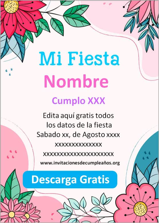 Invitaciones de Flores para editar de Cumpleaños cumpleaños